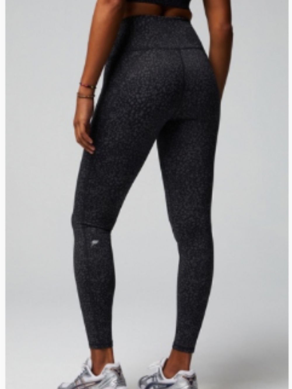 Fabletics Define PowerHold High-Waisted Leggings, Size L, Black Spotted Animal